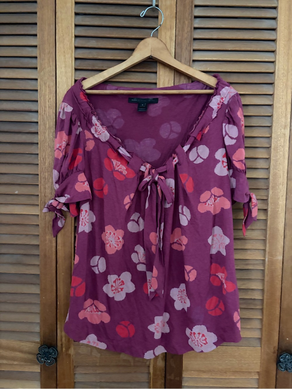Marc by Marc Jacobs Plum Floral Tie-Front Tunic size medium bohemian vacation
